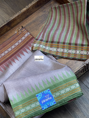 Pure Tussar Silk - Grey Mauve Green