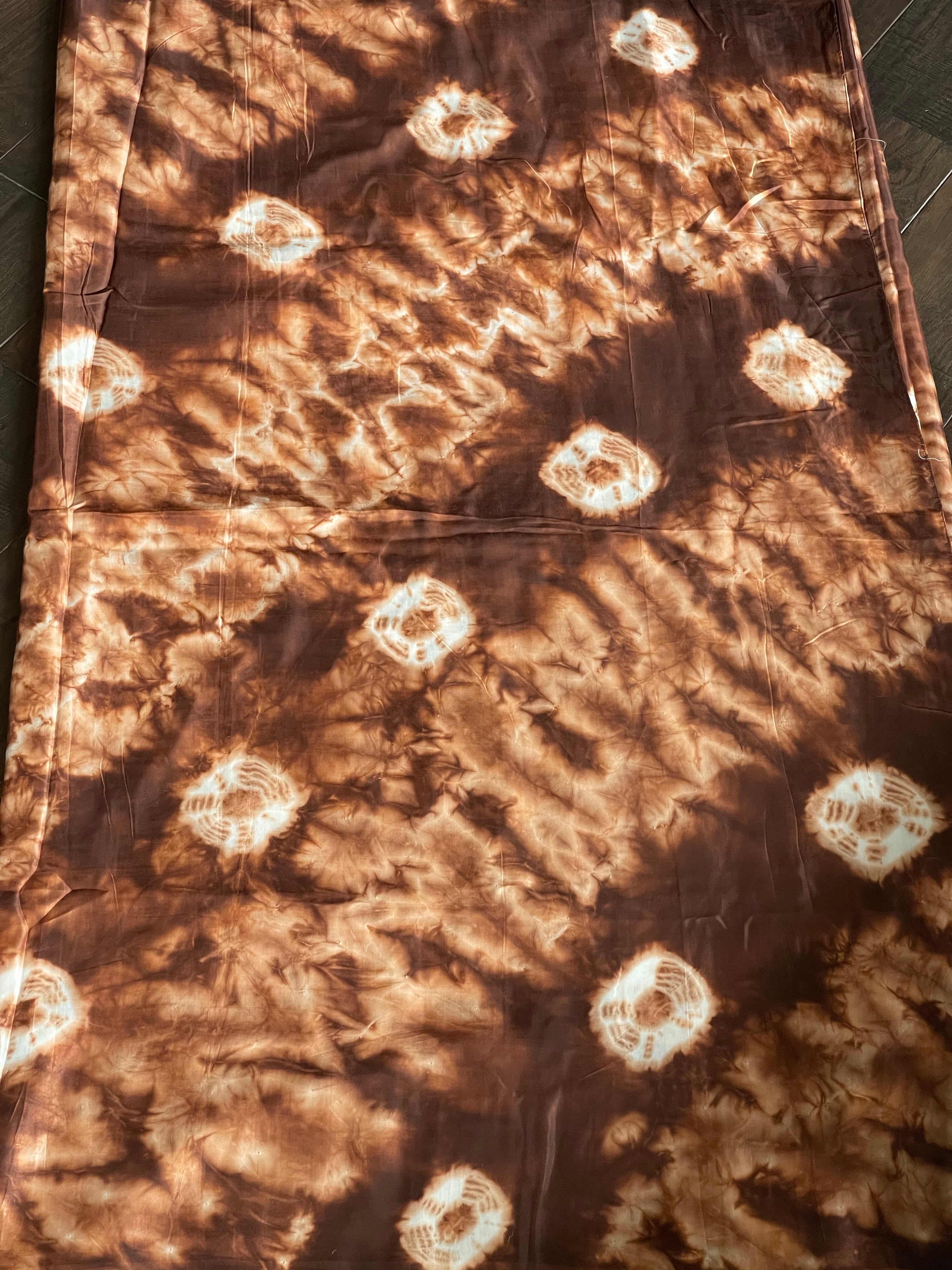 Shibori Satin Silk - Brown Off White