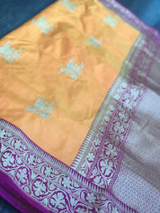 Katan Silk Banarasi - Orange Magenta