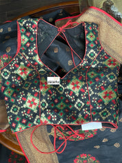 Designer Blouse - Black Red Green Patola