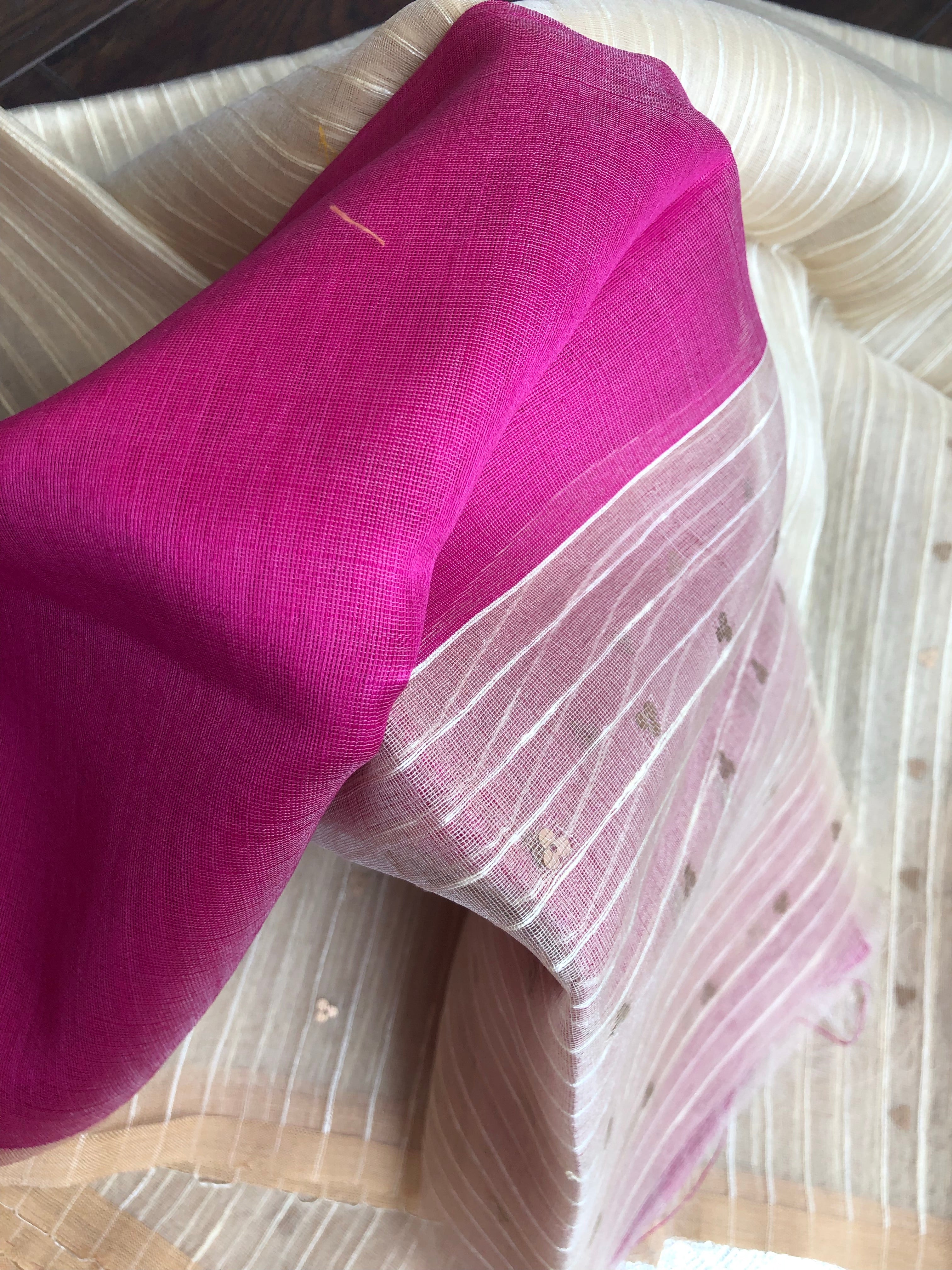 Muslin Silk - Off White Pink Antique Sequins