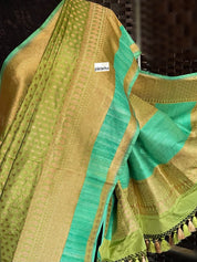 Pure Silk Katan Bootidaar Banarasi - Pista Green Kadhwa