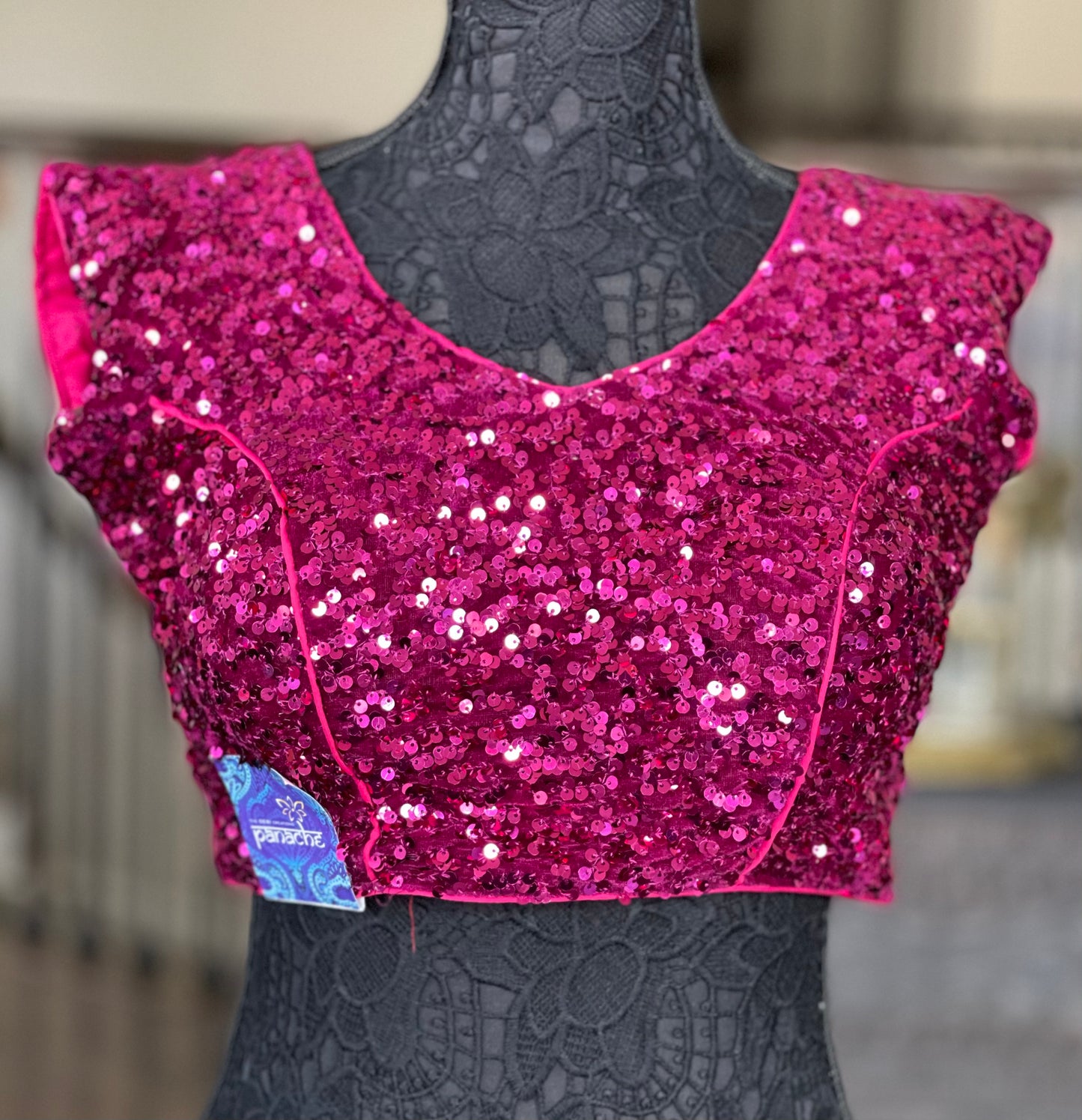 Designer Blouse - Magenta Pink Sequin