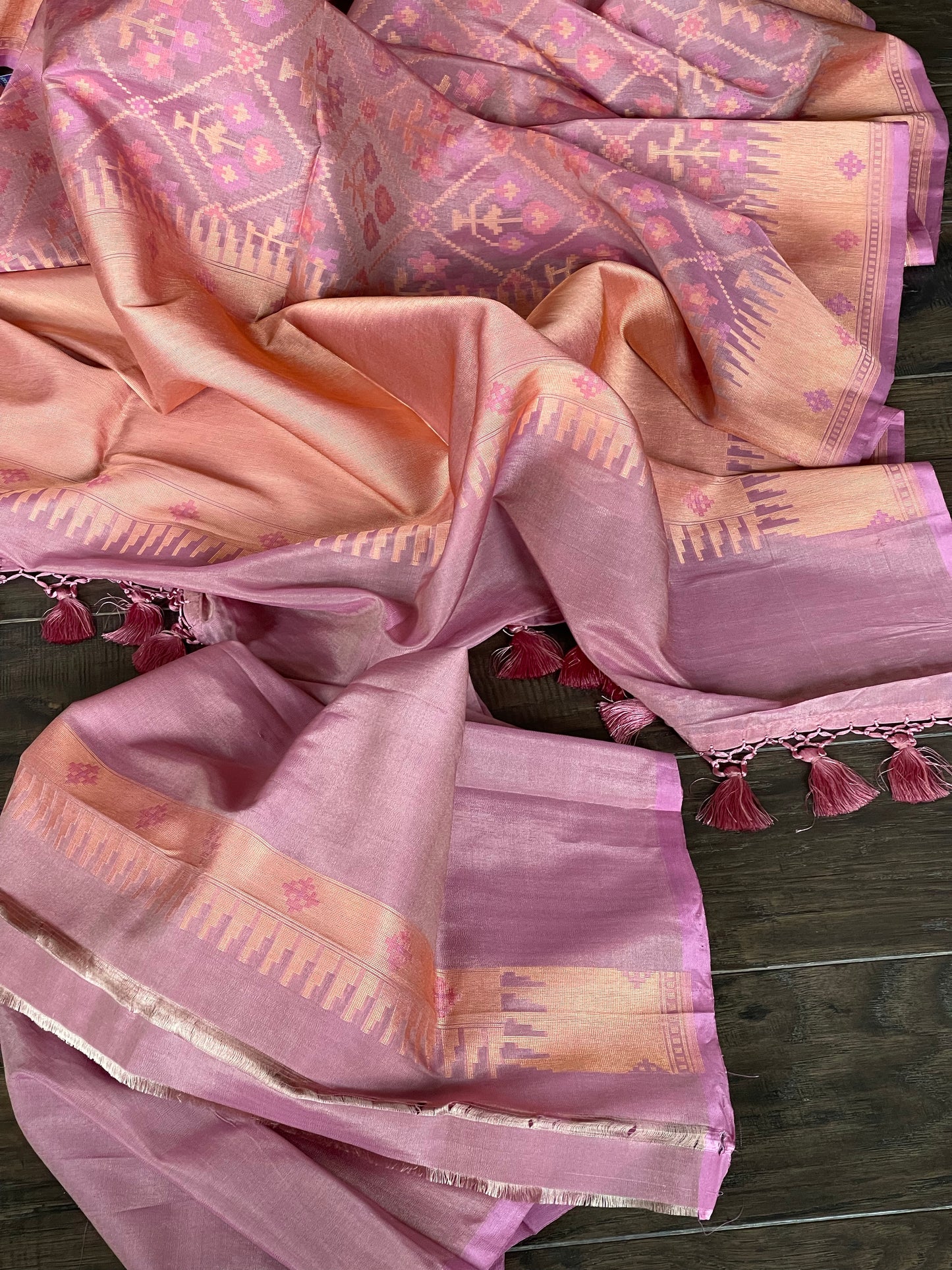 Silk Patola Banarasi - Light Thulian Pink Meenakari