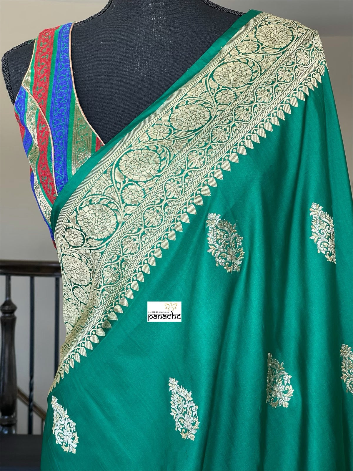 Pure Katan Silk Banarasi - Green Antique Zari