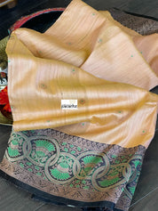 Tussar Silk Banarasi - Peach Orange Meenakari