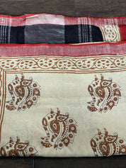 Linen Printed - Cream Beige Black
