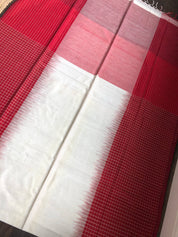 Pure Khadi Cotton Handloom - Off White Red-Border Woven
