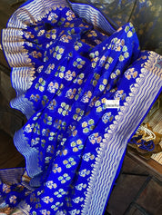 Khaddi Georgette Banarasi - Royal Blue Meenakari