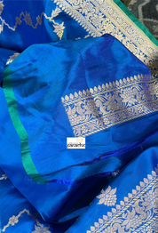 Pure Katan Silk Kadwa Banarasi - Blue Jamdaani weave