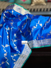 Pure Katan Silk Kadwa Banarasi - Blue Jamdaani weave