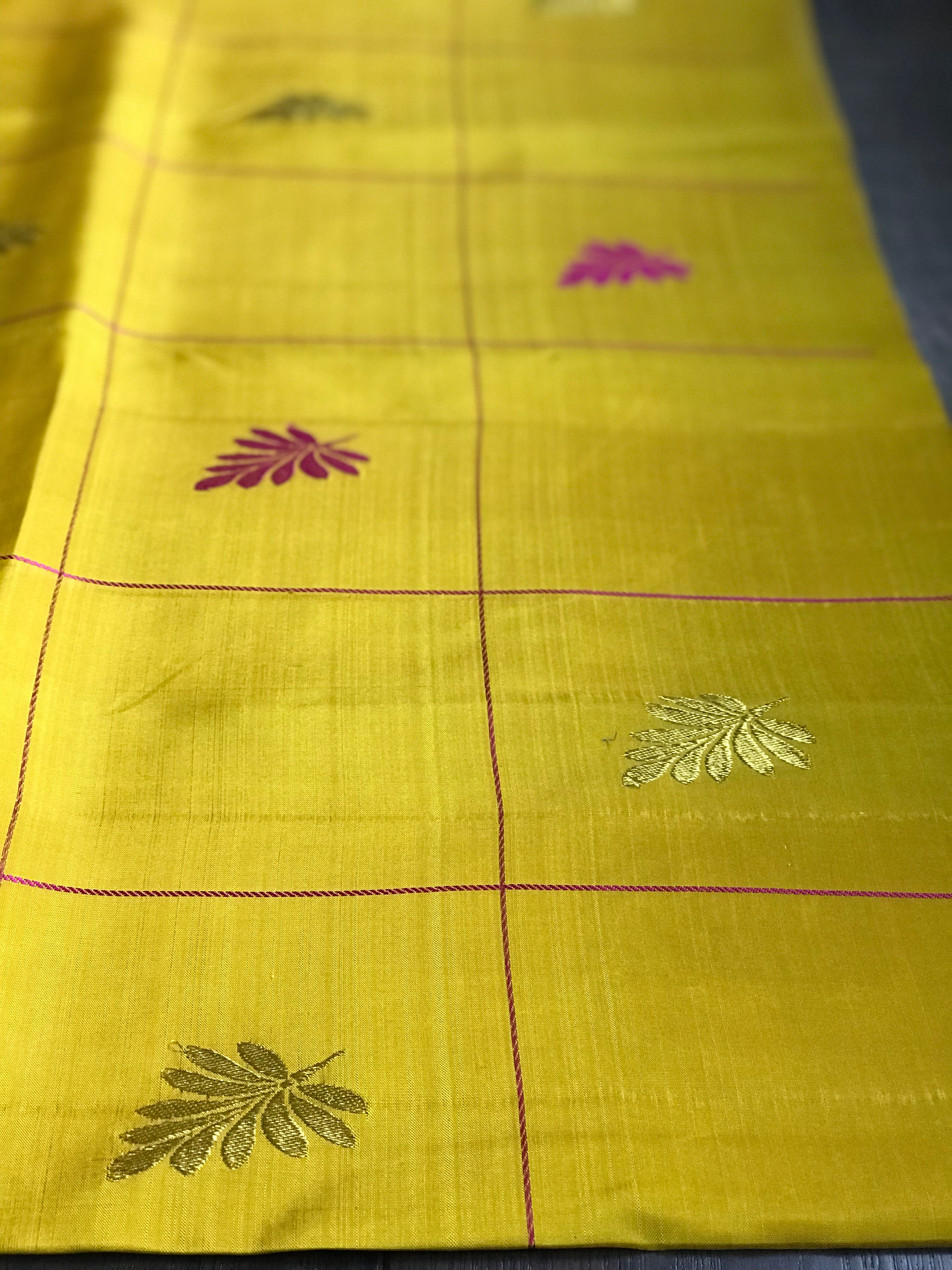 Silk Kanjivaram - Yellow Pink