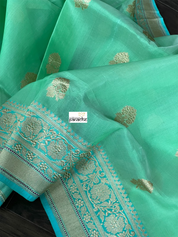 Organza Silk Banarasi - Sea-foam Green Firozi khadwa