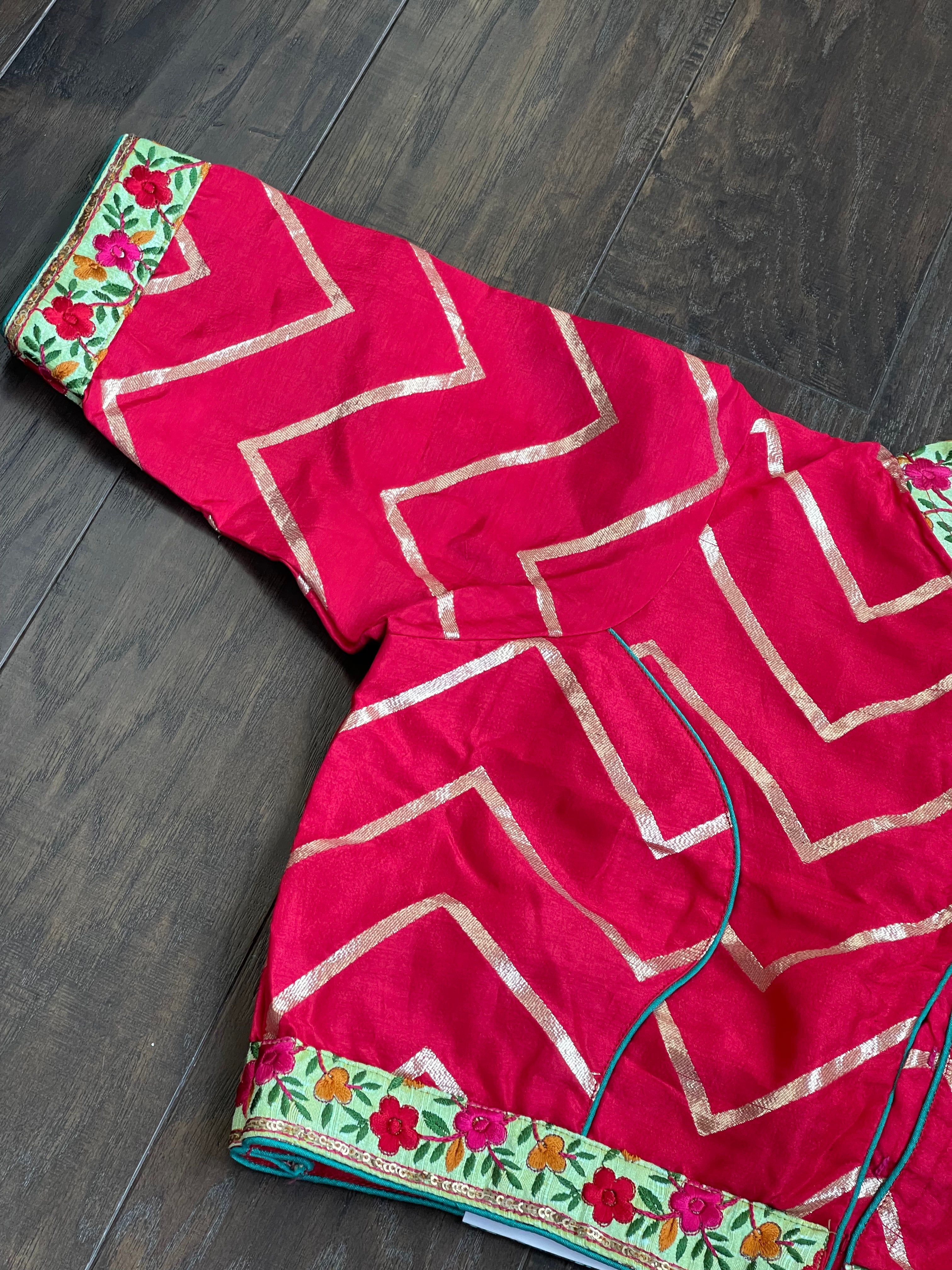 Designer Blouse - Raspberry Red Chevron
