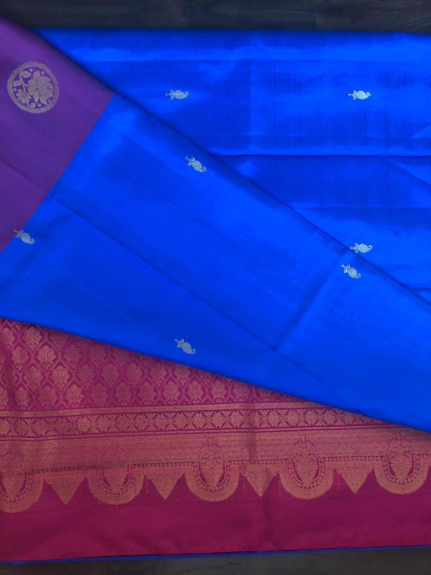 Pure Silk Kanjivaram - Royal Blue Purple Magenta