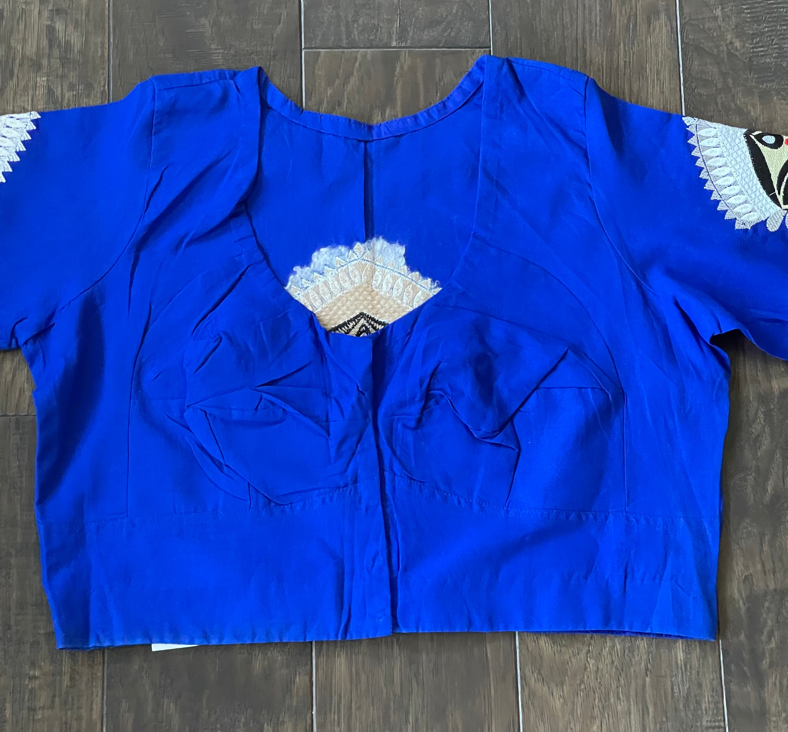 Designer Blouse - Royal Blue Embroidered