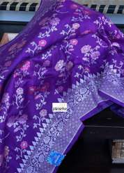 Khaddi Tussar Banarasi - Purple Meenakari