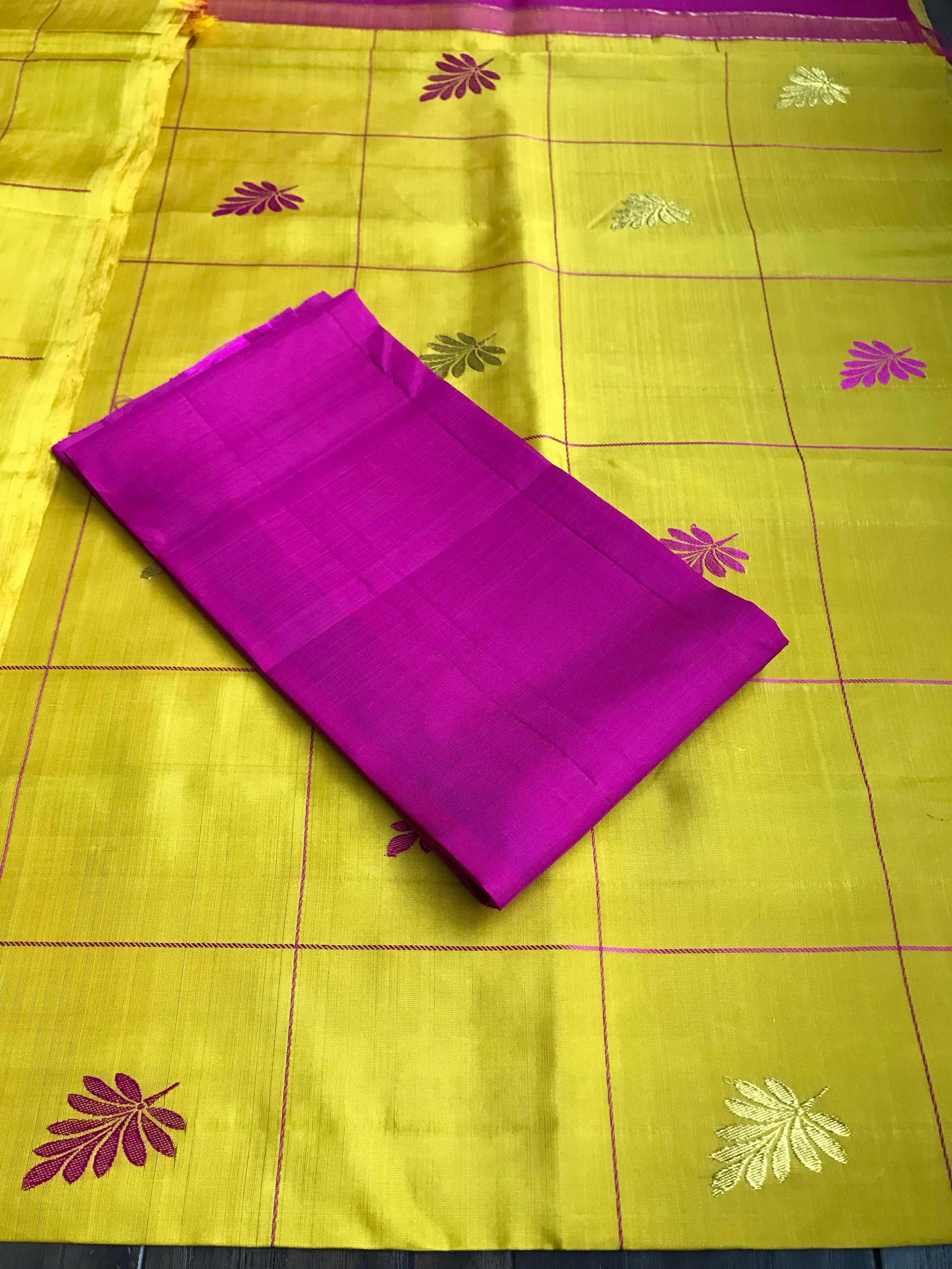 Silk Kanjivaram - Yellow Pink