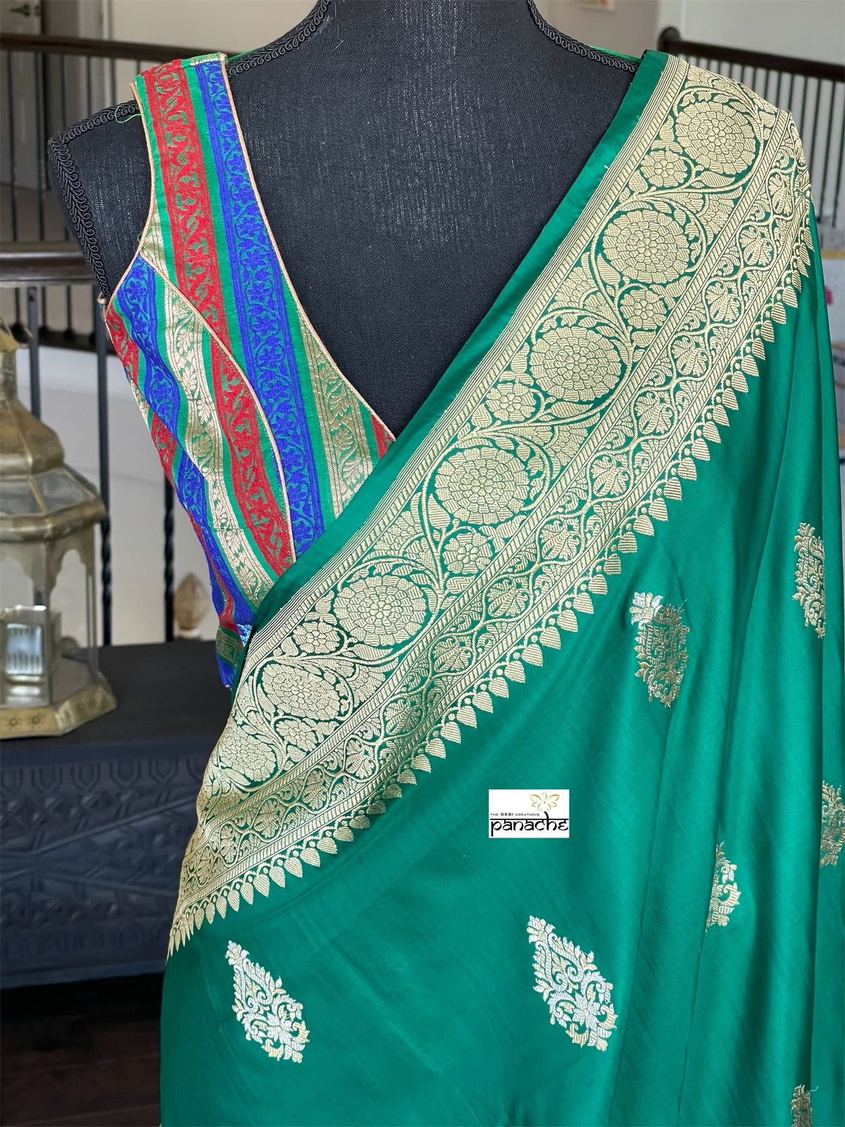 Pure Katan Silk Banarasi - Green Antique Zari