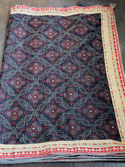 Kota Silk Bandhej - Black Red Printed