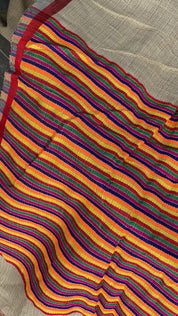 Pure Khadi Jute Cotton Handloom - Light Brown Beige Red Woven