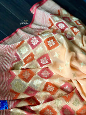 Khaddi Georgette Banarasi - Peach Meenakari