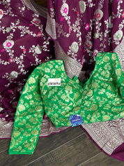 Designer Blouse - Green Brocade Full Sleeve