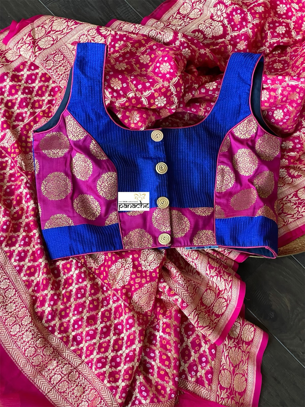 Designer Blouse - Royal Blue Magenta