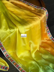 Designer Satin Silk - Yellow Green Shaded