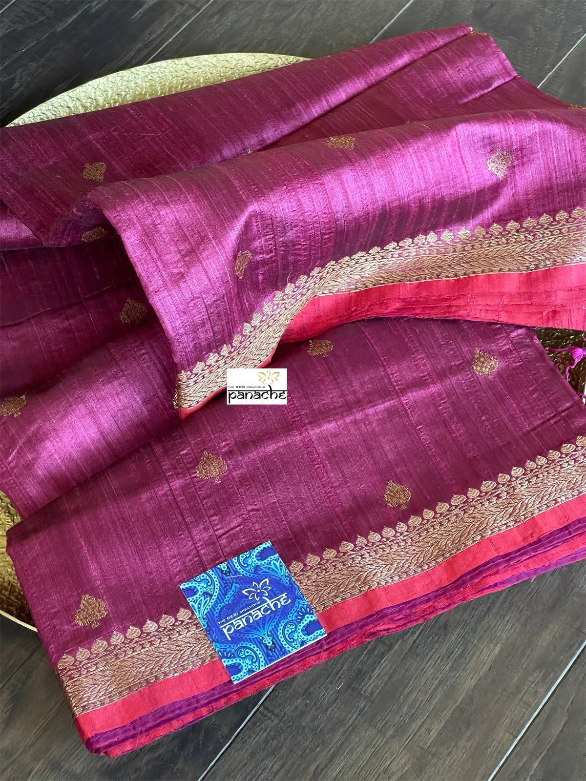 Tussar Silk Banarasi - Magenta Purple Jewel Tone