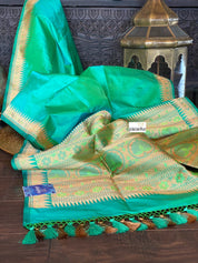 Katan Silk Banarasi - Sea Green Paithani Khadwa Woven