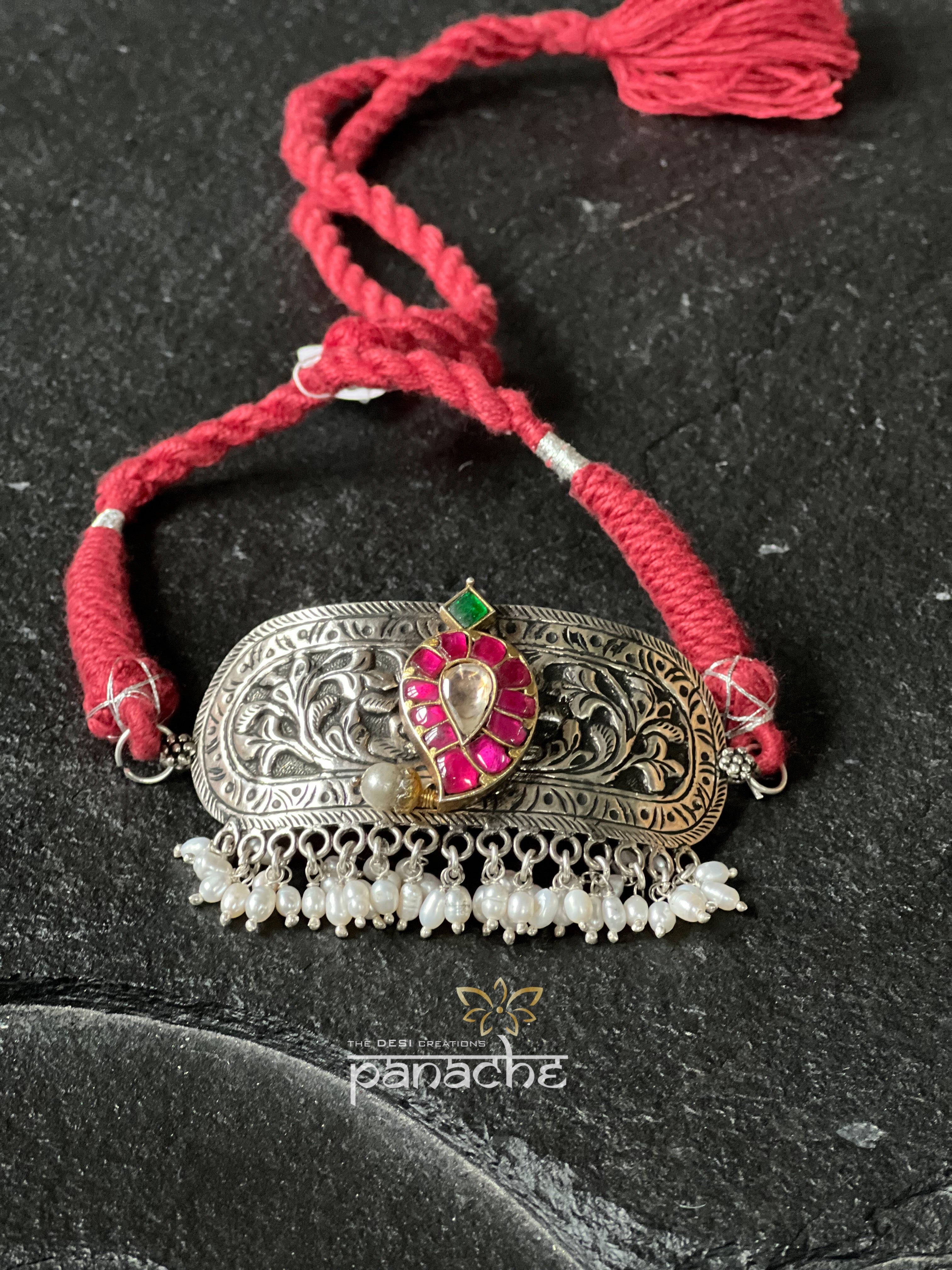 Silver 925 Choker - Chitai Paisley
