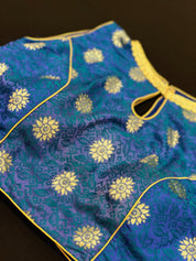 Designer Blouse - Blue Zari Flower Motif