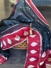 Organza Silk Banarsi - Black Red