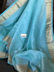 Handloom Silk Linen - Light Mint Blue