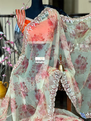 Designer Blouse - Orange Stone Studed