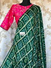 Pure Gajji Silk Gharchola - Green Bandhej