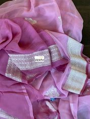 Khaddi Georgette Silk Banarasi - Pink Khadhua Woven