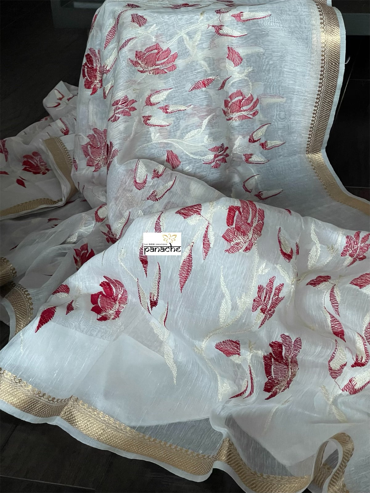Embroidered Linen - White