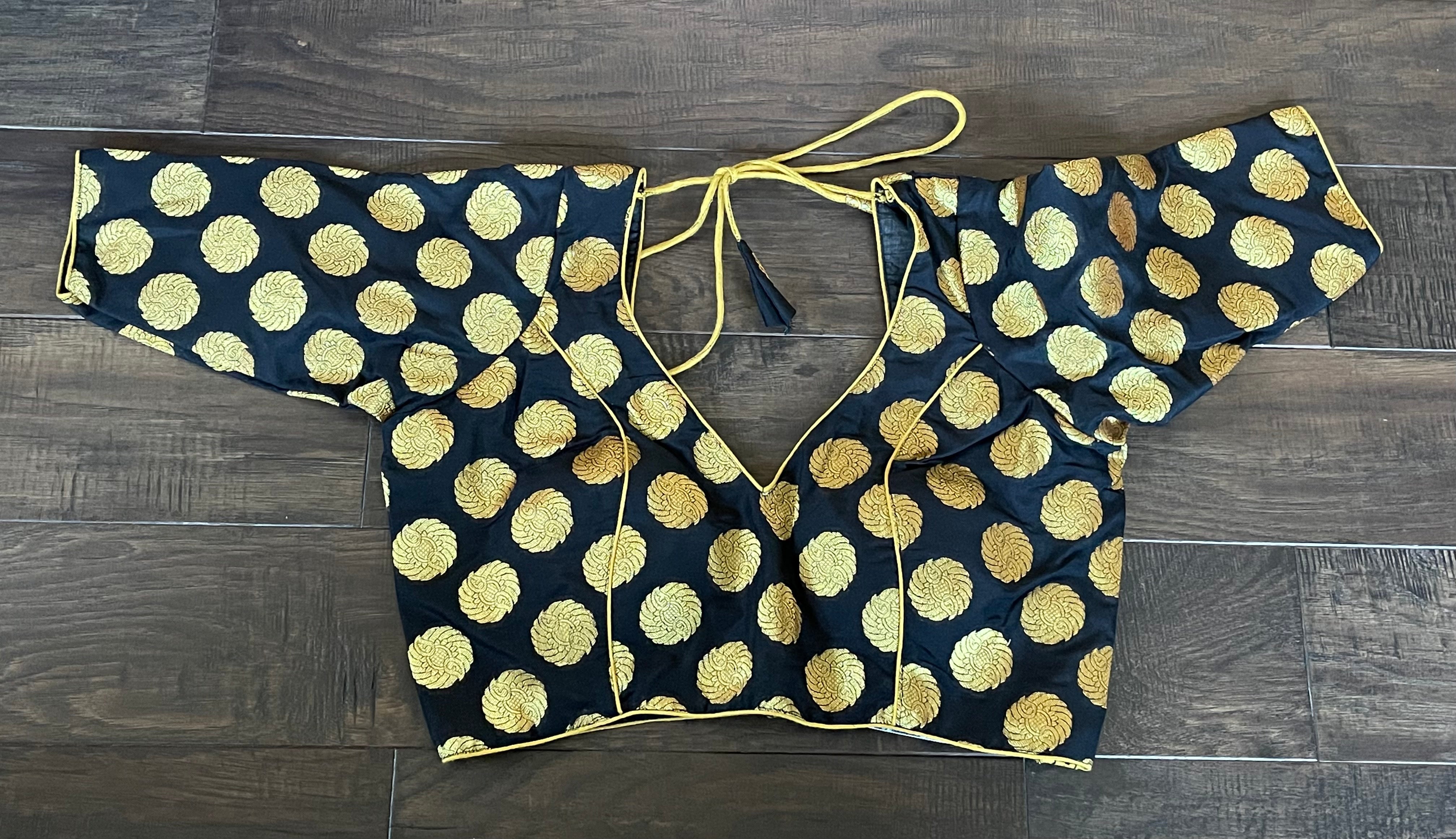 Designer Blouse - Black Gold Zari