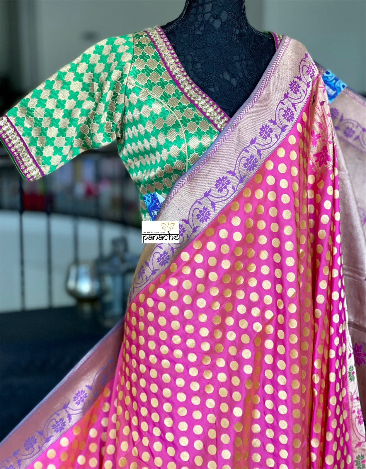 Katan Silk Banarasi - Shot Pink Paithani Woven