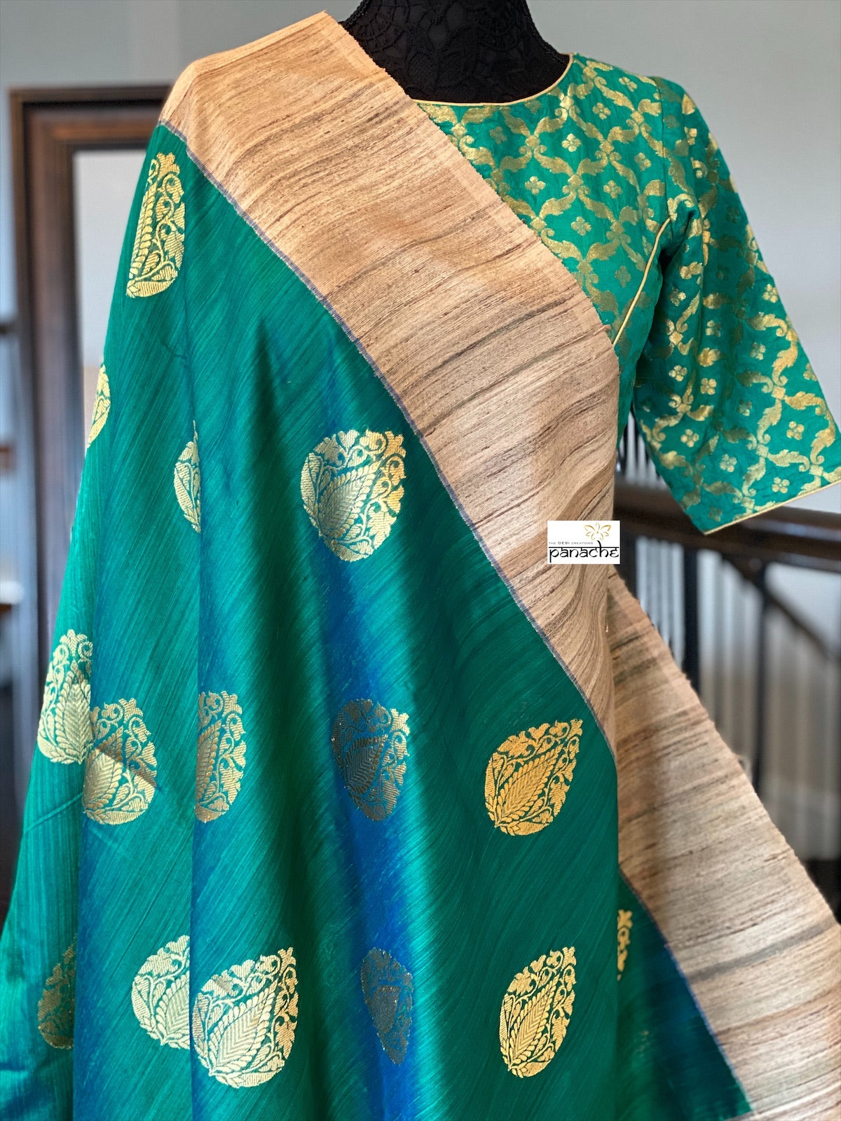 Designer Blouse - Sea Green Zari Jaal work