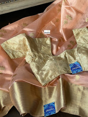 Pure Chanderi Silk - Peach Eknaliya Woven
