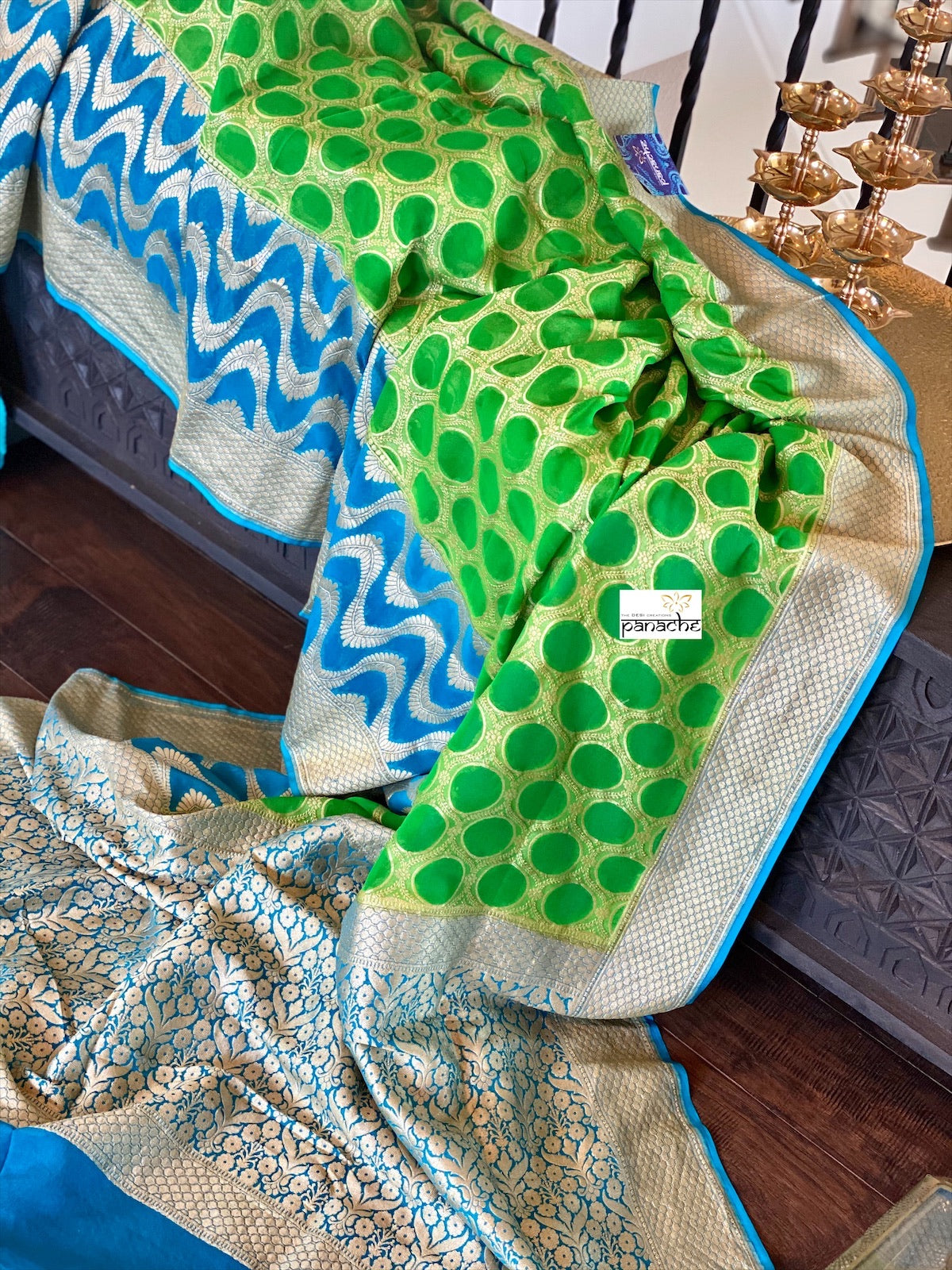 Khaddi Georgette Banarasi - Green Firozi