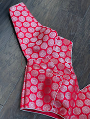 Designer Blouse - Red Silver Zari