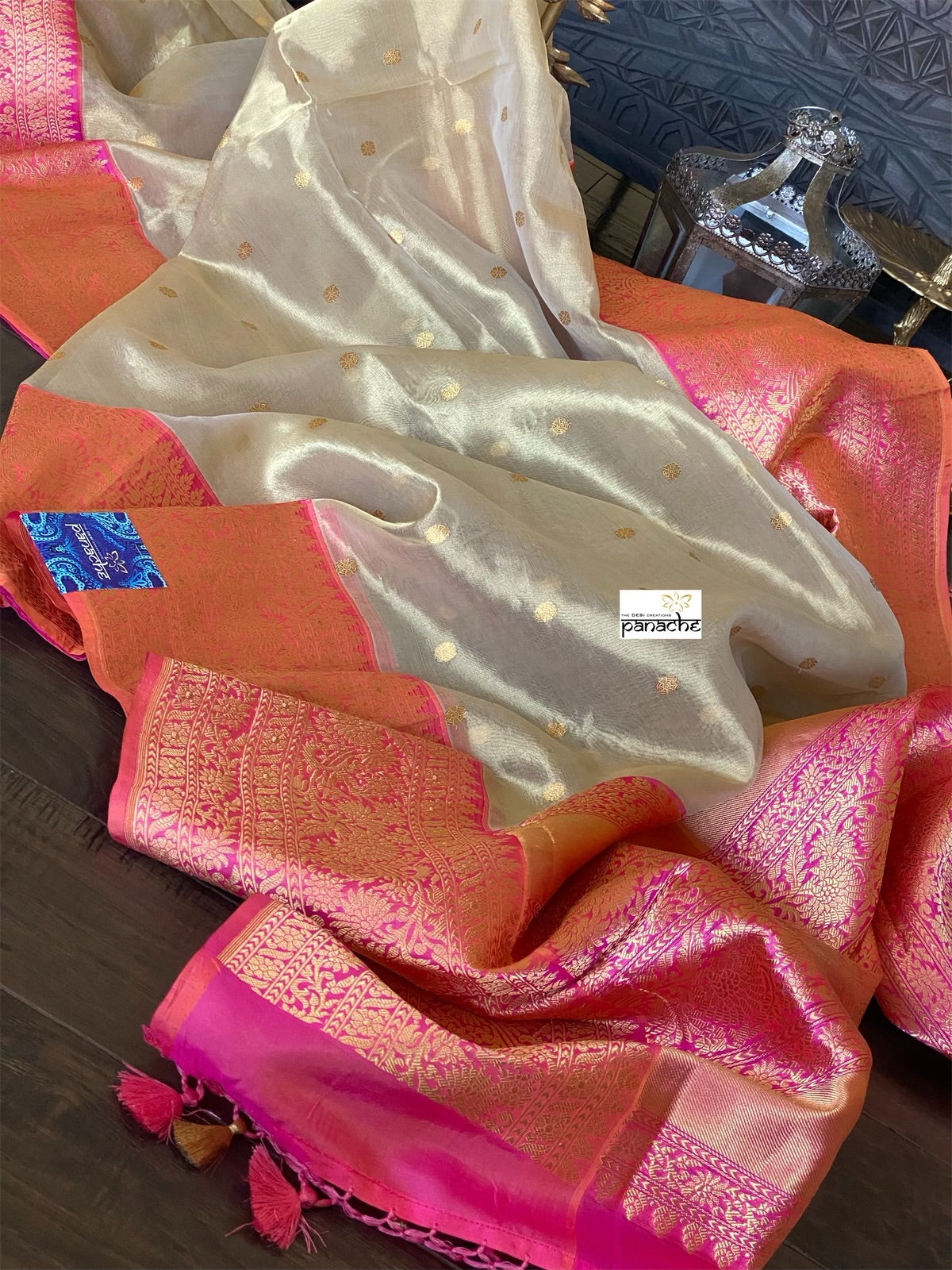 Pure Tissue Katan Silk Banarasi - Golden Beige