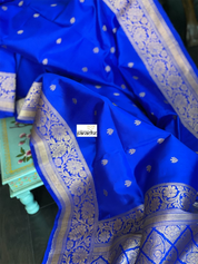 Katan Silk Banarasi -  Royal Blue Kadwa