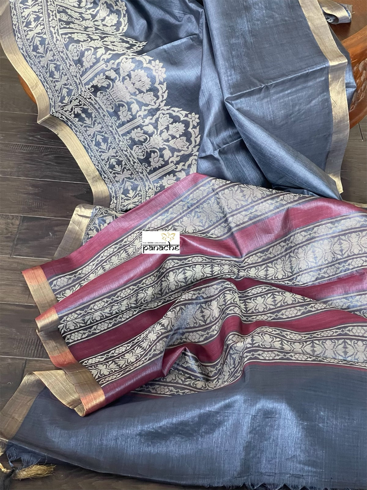 Pure Tussar Silk Woven - Charcoal Grey