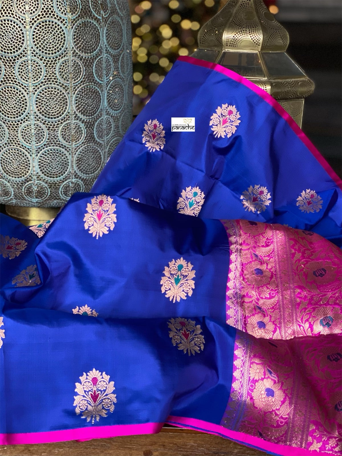 Katan Silk Banarasi - Bright Blue Meenakari