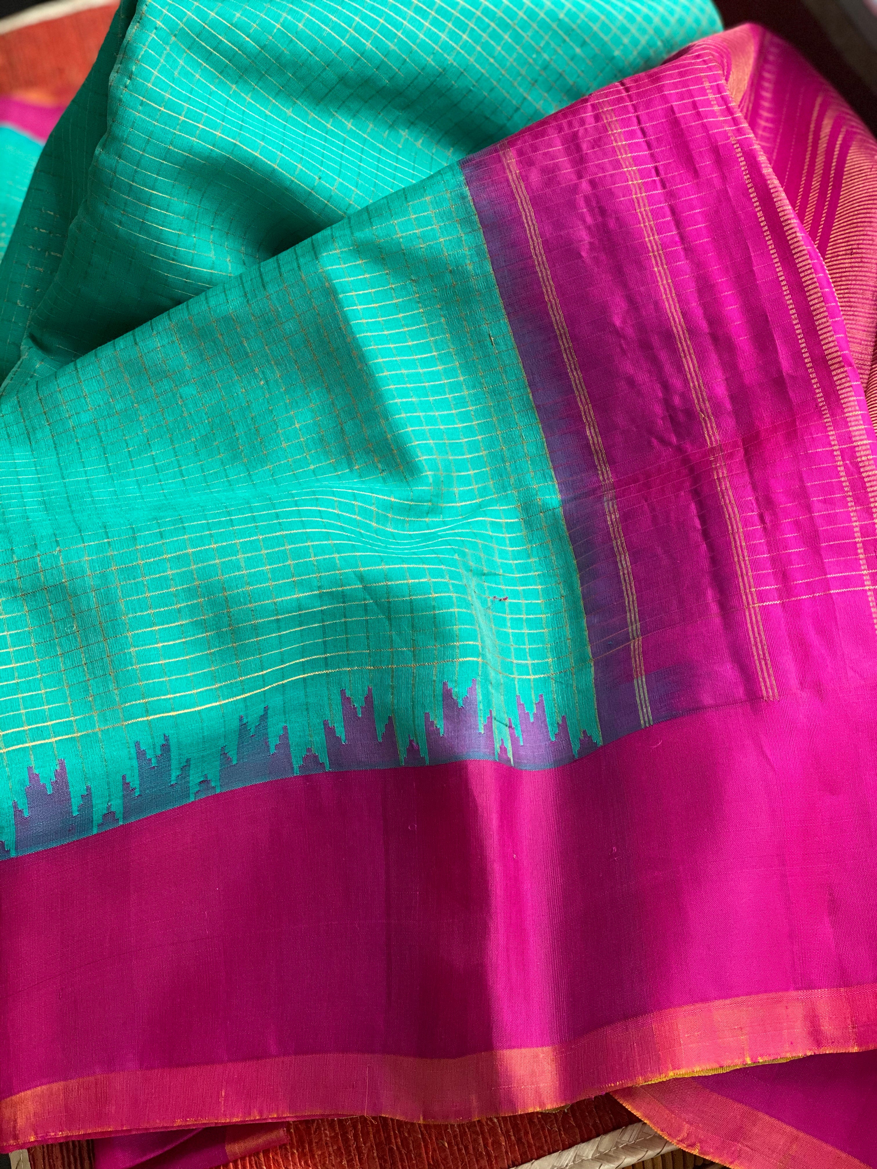 Gadwal Sico - Sea Green Magenta Pink